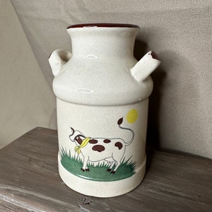 Milk Jug Ceramic With Cow Kitchen Utensil Storage Vase Country Container