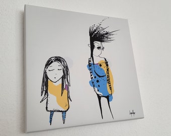Together alone - print on canvas, 30 x 30 cm