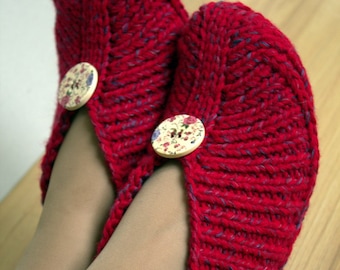 Knitted Slippers without Sewing Irena - PDF Pattern Knitting Instructions - in English Language