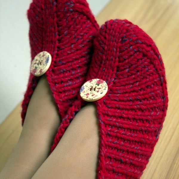 Knitted Slippers without Sewing Irena - PDF Pattern Knitting Instructions - in English Language