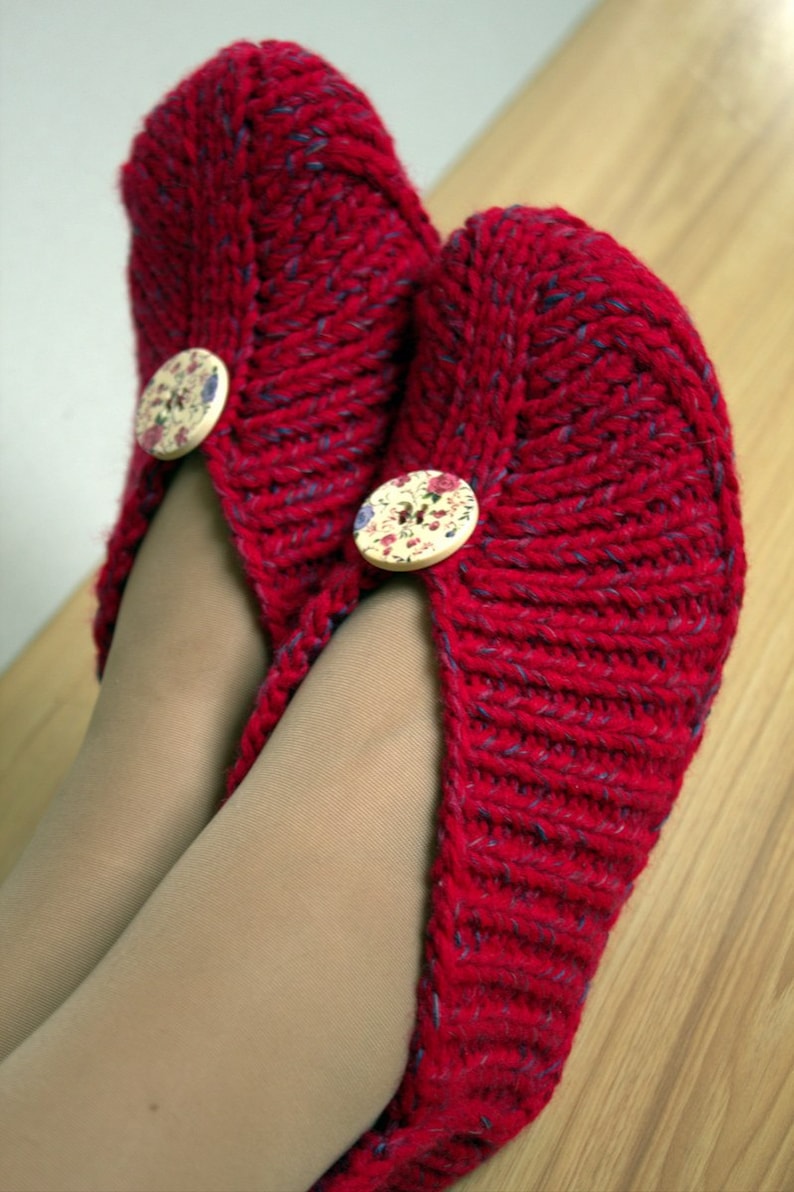 Knitted Slippers without Sewing Irena PDF Pattern Knitting Instructions in English Language image 1