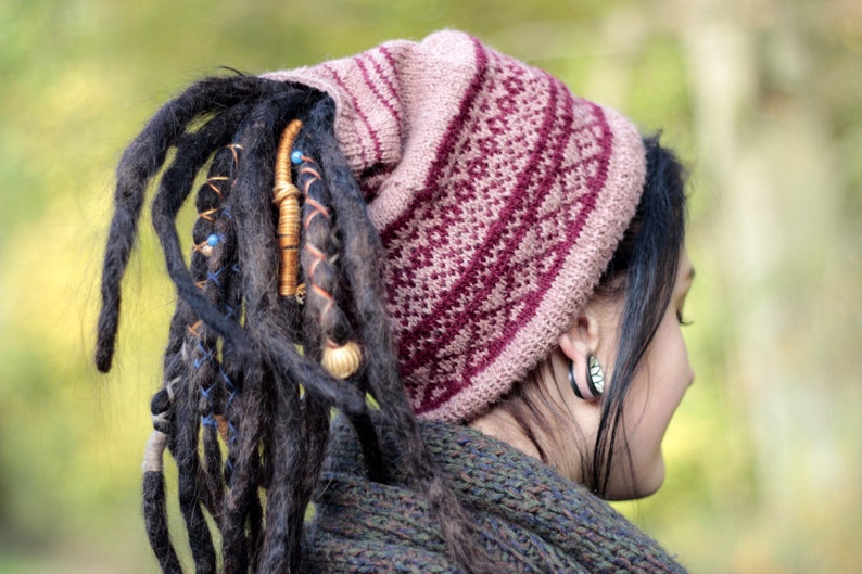 Knitted Dreadlock Hat for Woman With Opened End for High Gathered