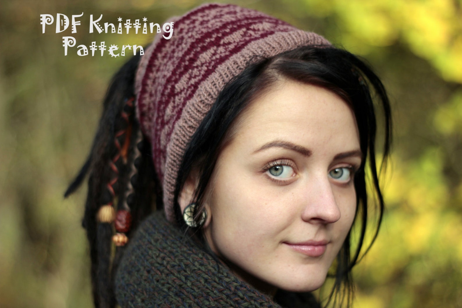 Knitted Dreadlock Hat for Woman With Opened End for High Gathered