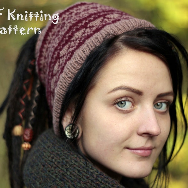 Knitted Dreadlock Hat for Woman - with opened end (for high gathered ponytail) - DIY - PDF Knitting Pattern - in English Language