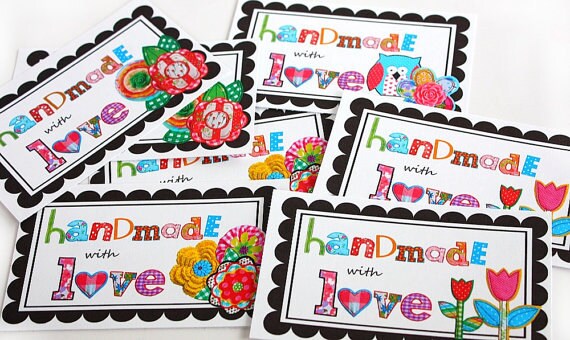 Items similar to Printable Tags -- Handmade with Love (Instant Download ...