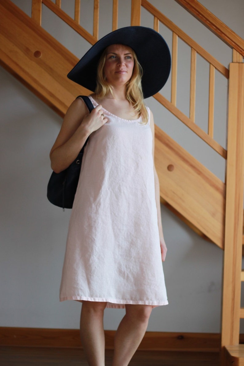 Linen Dress Light Pink Linen Dress. Beach Linen Dress Pink Etsy