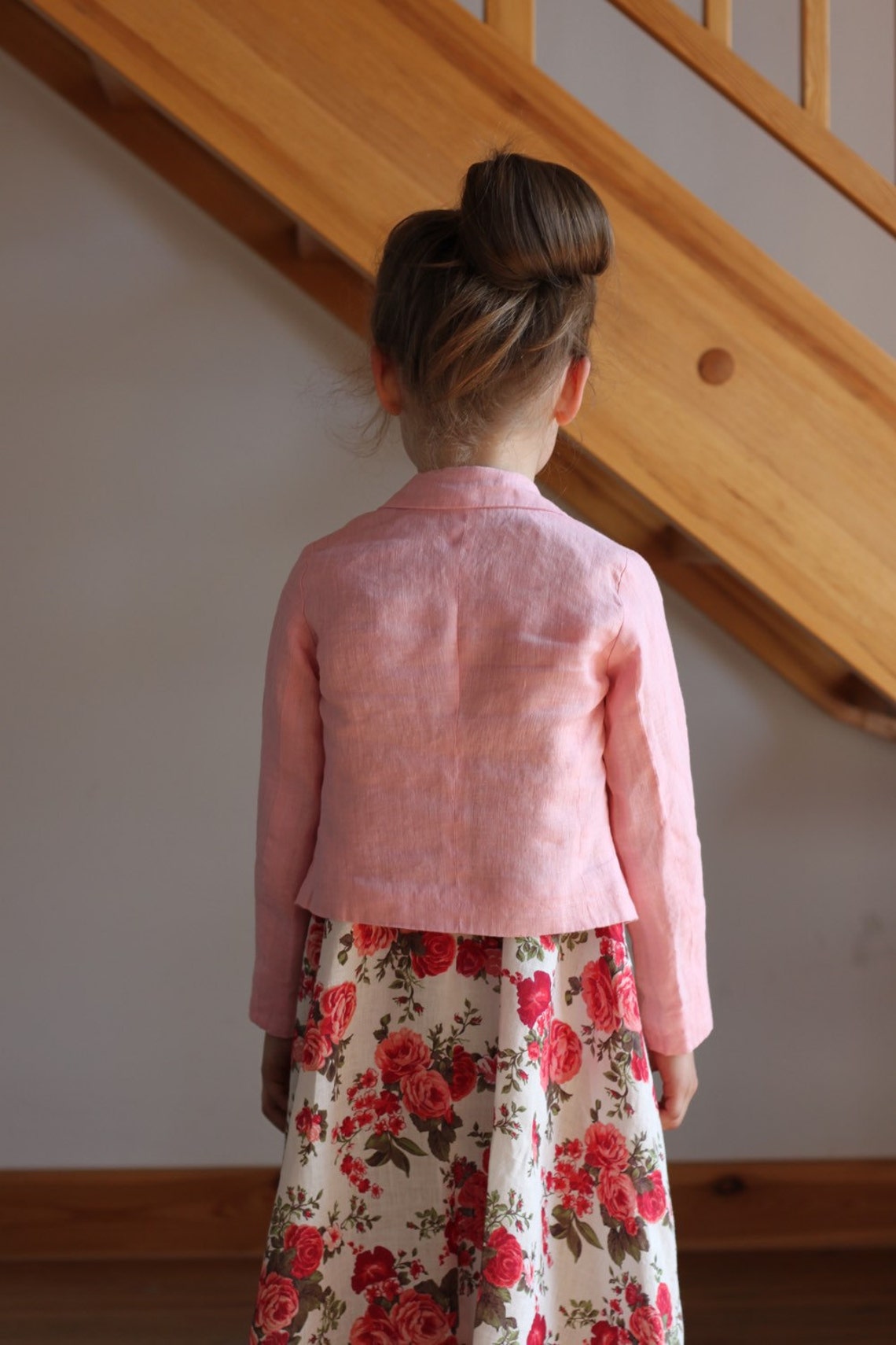 Girls linen jacket summer spring flower girl Pink White Orange Etsy