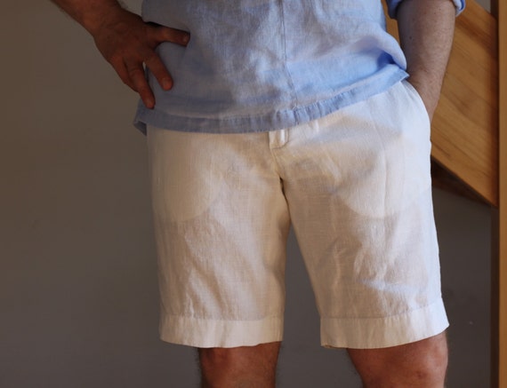 Ropa Ropa para hombre Pantalones cortos Pantalones cortos de lino blanco para hombre para la fiesta de bodas en la playa ocasión especial 