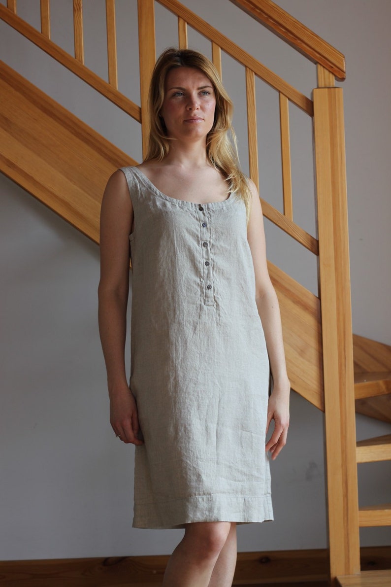 linen slip dress midi