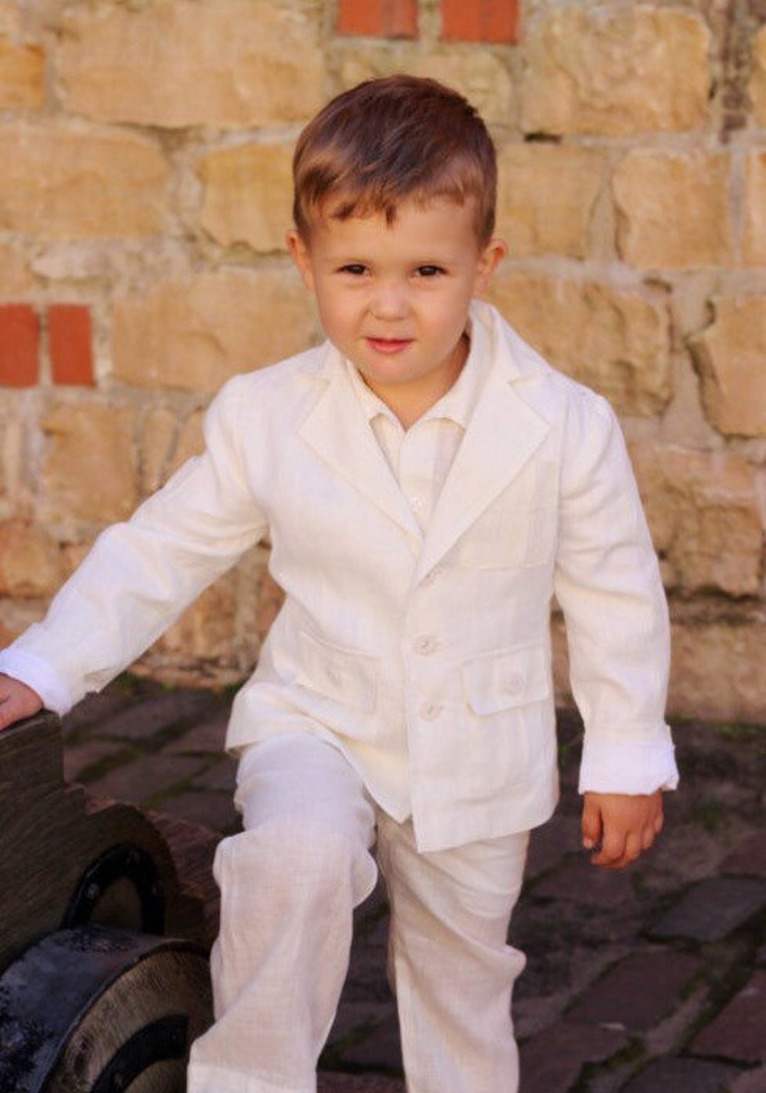 Boys White Jacket and Pants Suit Man Linen Beach Summer Suit Etsy
