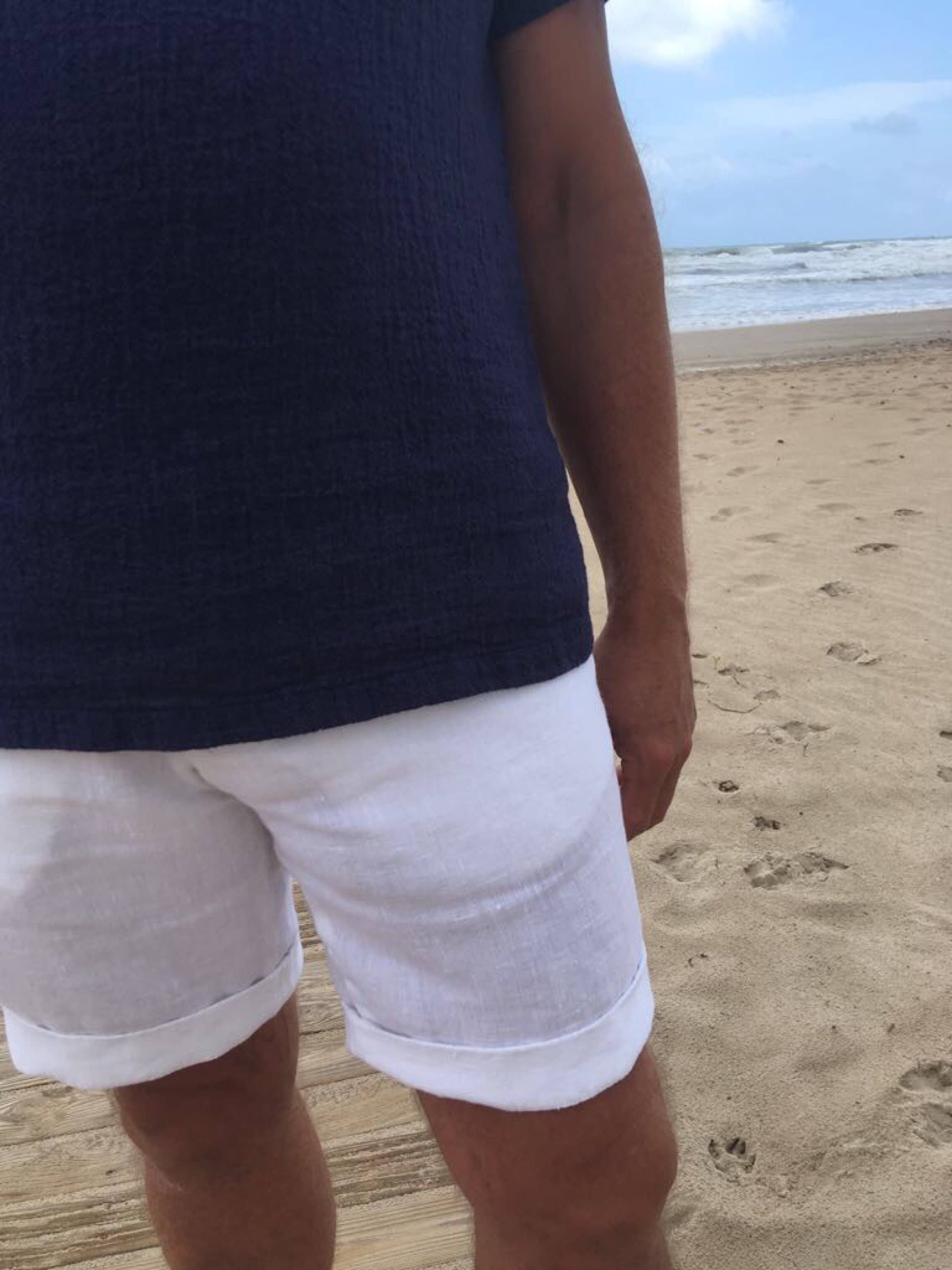 white beach shorts for men
