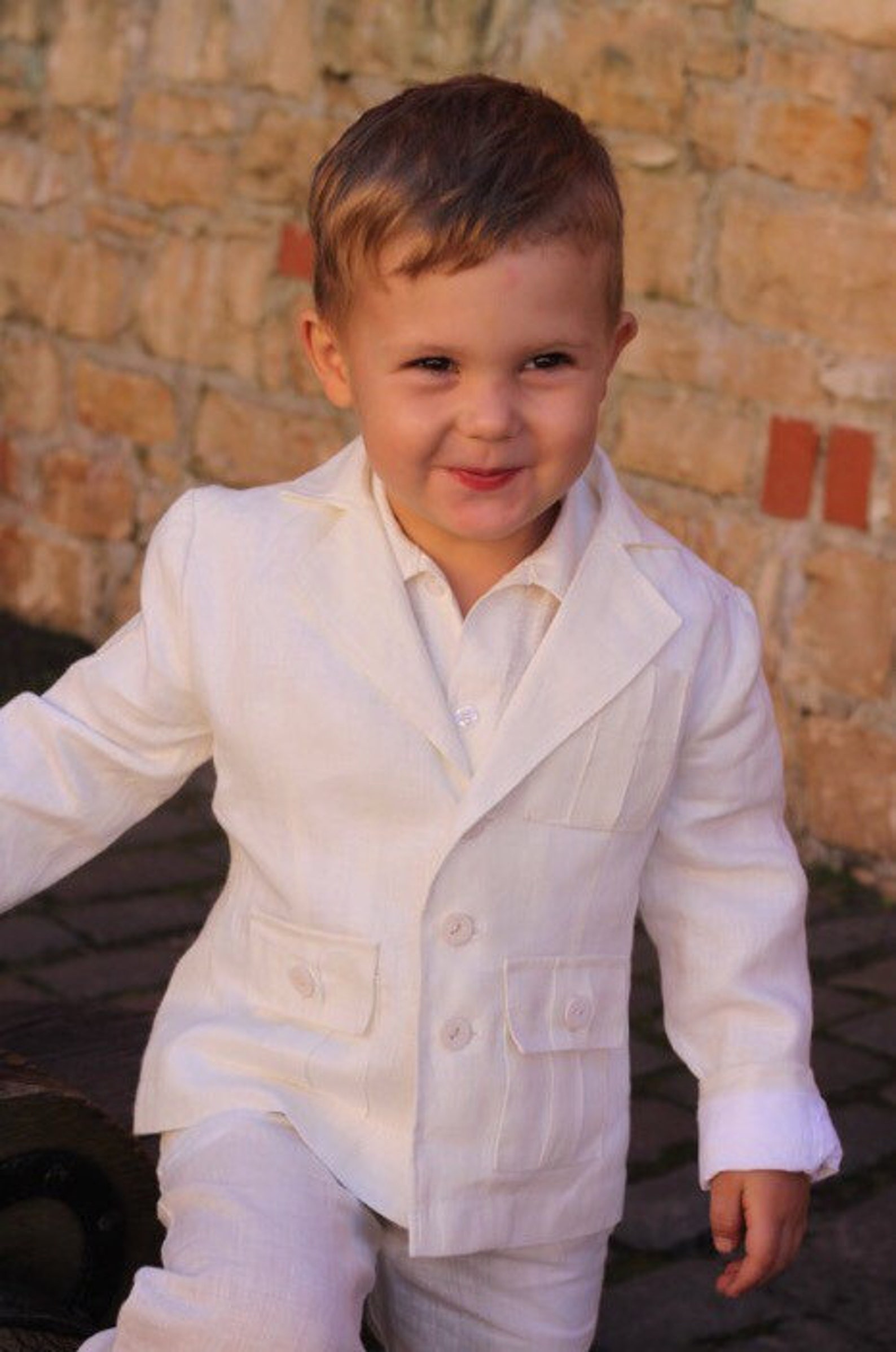 Boys White Jacket and Pants Suit Man Linen Beach Summer Suit Etsy