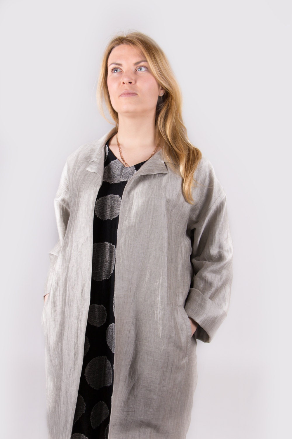 Gray Linen Coat Summer Linen Long Jacket Natural Color Linen Etsy