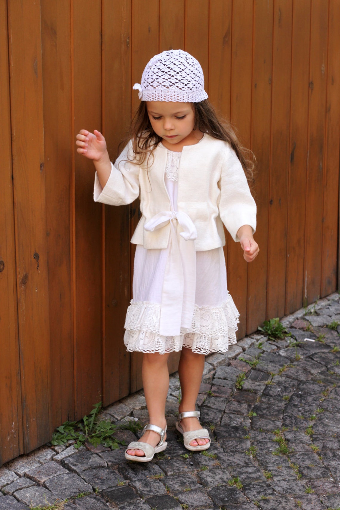 Flower Girls Jacket Light Ivory off White Bow Special Occasion Etsy
