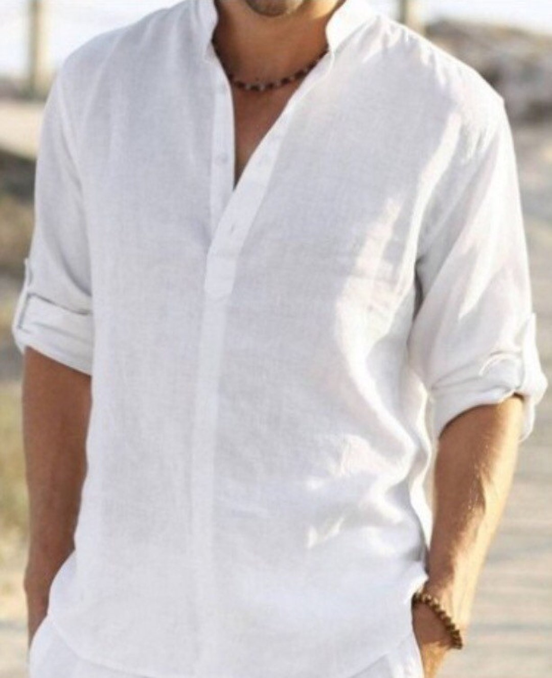 Man White Linen Shirt Beach Wedding Party Special Occasion - Etsy UK