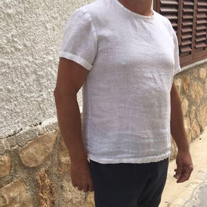 Hombre lino blanco camisa playa boda fiesta ocasión especial Hombre lino blanco camisa playa boda fiesta ocasión especial