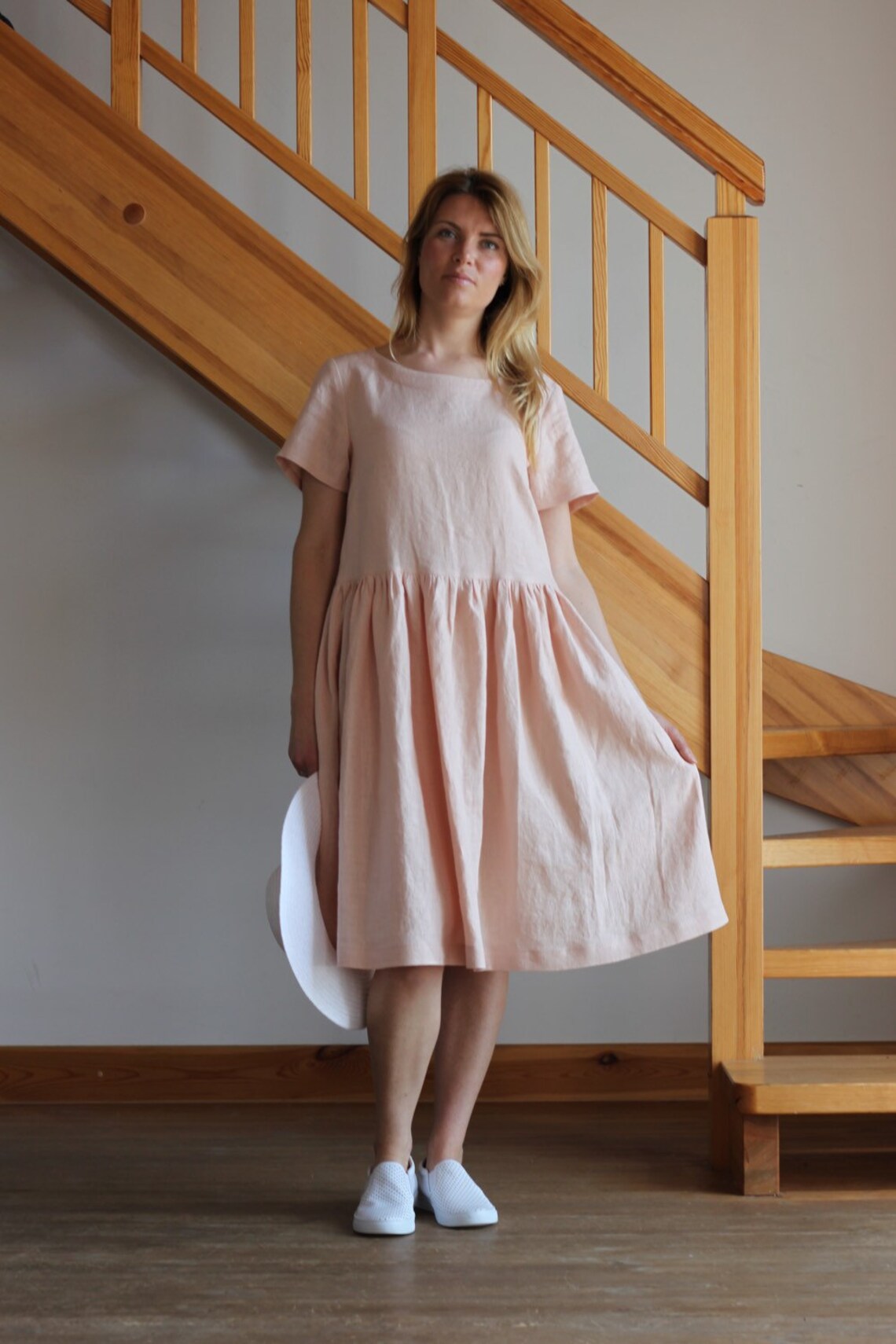 Linen Dress Peach Linen Dress White Linen Dress Yellow Linen Etsy