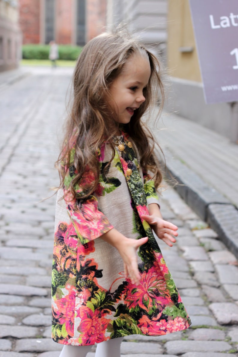 Girls flower dress autumn winter special occasion ny christmas long sleeve birthday baby pink flower multi
