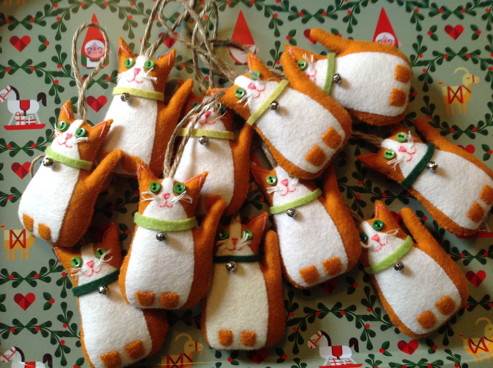 Hanging Felt Little Ginger Cat Etsy