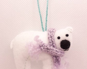 Polar bear - Hanging, felt decoration