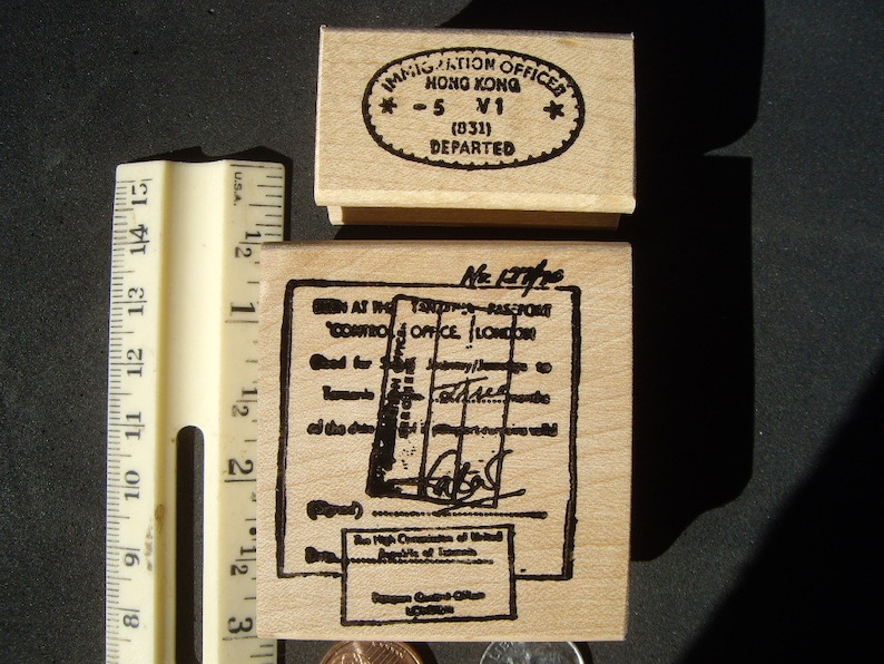 7 Passport Cancellation Rubber Stamps Wood Mounted or Etsy