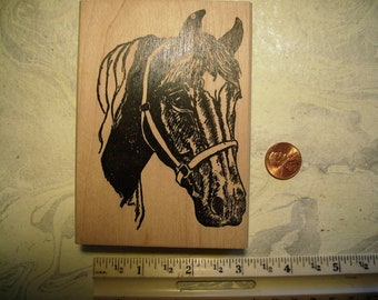 horse head pony cute  rubber stamp wood mounted scrapbooking rubber stamping