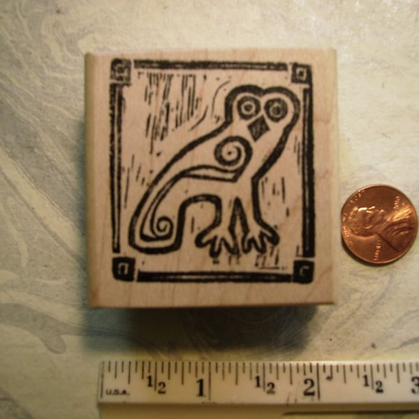 Owl eraser greek carving style rubber stamp wood mounted scrapbooking rubber stamping