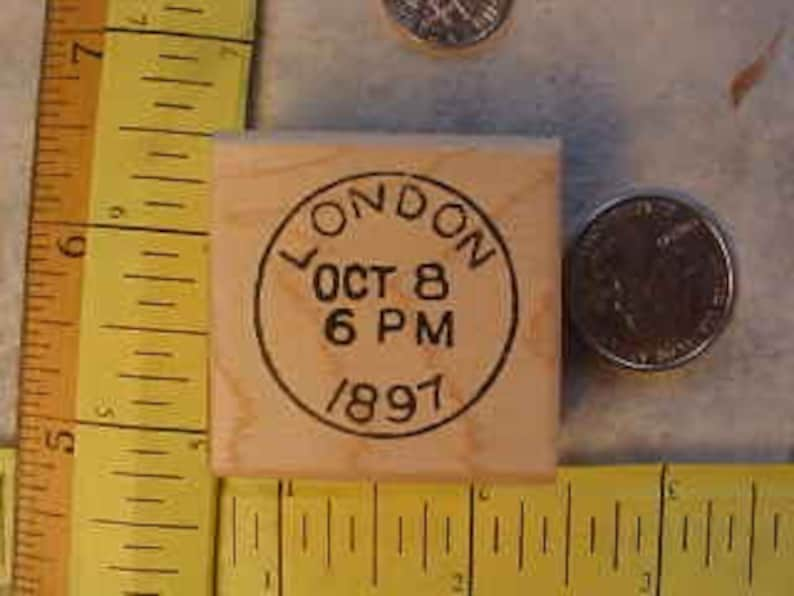 London England Vintage post mark wood mounted rubber stamp afbeelding 1