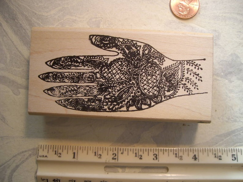 Henna Hand Rubber Stamp Unmounted or Wood Mounted Scrapbooking Etsy