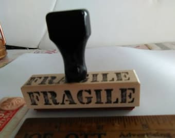 1 "Fragile" vintage 1955 rubber stamp mark your packages from original plates. vintage wood too.