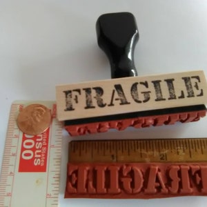 1 Fragile vintage 1955 rubber stamp mark your packages from original plates. vintage wood too. image 9