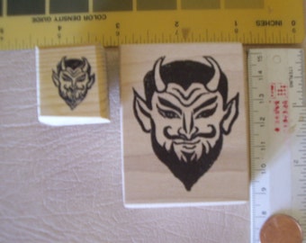 2 sizes Devil, Satan Evil, horns  rubber stamps Wood mounted 1 3/4th inches & 1/2 inches rubber stamping