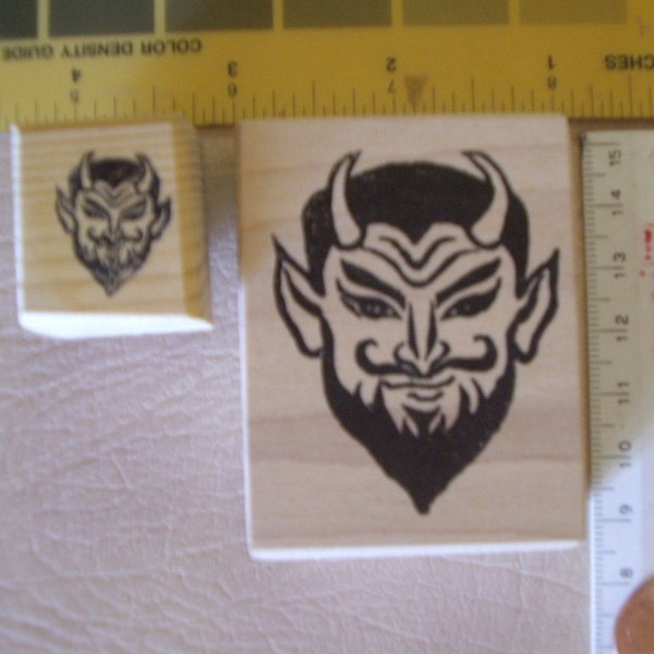 2 sizes Devil, Satan Evil, horns  rubber stamps Wood mounted 1 3/4th inches & 1/2 inches rubber stamping