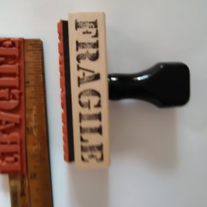 1 Fragile vintage 1955 rubber stamp mark your packages from original plates. vintage wood too. image 3
