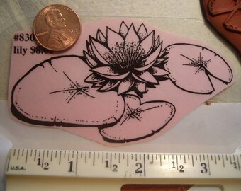 water lily medium rubber stamp un- mounted scrapbooking rubber stamping