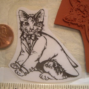 tuxedo cat coat and tie   rubber stamp un-mounted scrapbooking rubber stamping kittie