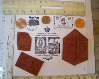 Vintage, Cuba postmarks 1956 Thailand & Greenland??? Made in the USA by me, rubber stamps un-mounted scrapbooking rubber stamping