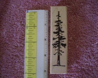 Pine, Sequoia, Redwood  tree rubber stamp Wood mounted 3 1/4th inches tall