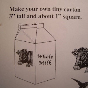tiny minature milk carton template fold yourself template for rubber stamping a un-mounted  and bonus stamps
