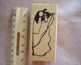 Indian holding doll image wood mounted rubberstamp