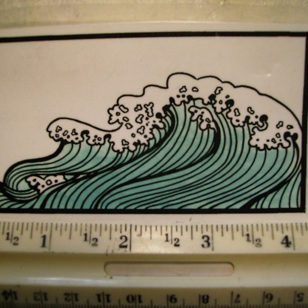 ocean wave asian woodcut  rubber stamp un-mounted scrapbooking rubber stamping