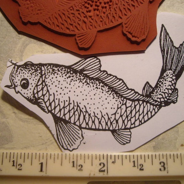 KOI fish, gold fish rubber stamp  un-mounted scrapbooking rubber stamping