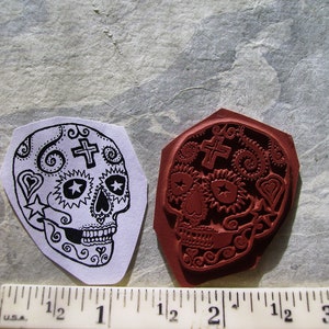 Dia de Los Muertos  Day of the dead  sugar skull 1 1/2 inches roughly dulces de calavra  rubber stamp un-mounted scrapbook  rubber stamping