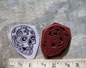 Dia de Los Muertos  Day of the dead  sugar skull 1 1/2 inches roughly dulces de calavra  rubber stamp un-mounted scrapbook  rubber stamping