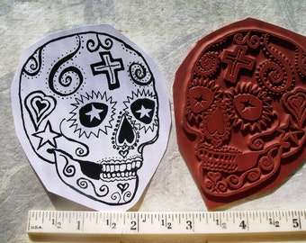 Dia de Los Muertos  Day of the dead skull No.3  rubber stamp un-mounted scrapbooking rubber stamping