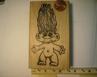 troll doll vintage 1960s  hair rubber stamp wood mounted scrapbooking rubber stamping