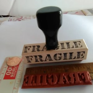 1 Fragile vintage 1955 rubber stamp mark your packages from original plates. vintage wood too. image 5