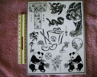 kimono, asian panda, bamboo, take out box fortune cookie  rubber stamp un-mounted scrapbooking rubber stamping