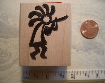 kokopelli  pictograph rubber stamp 2 1/2  inch WOOD mounted  or unmounted scrapbooking rubber stamping