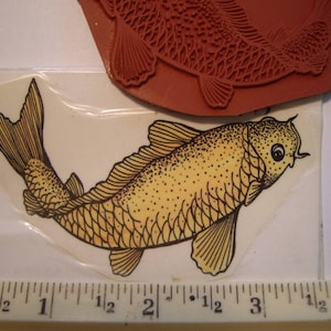 KOI fish, gold fish rubber stamp  un-mounted scrapbooking rubber stamping right facing